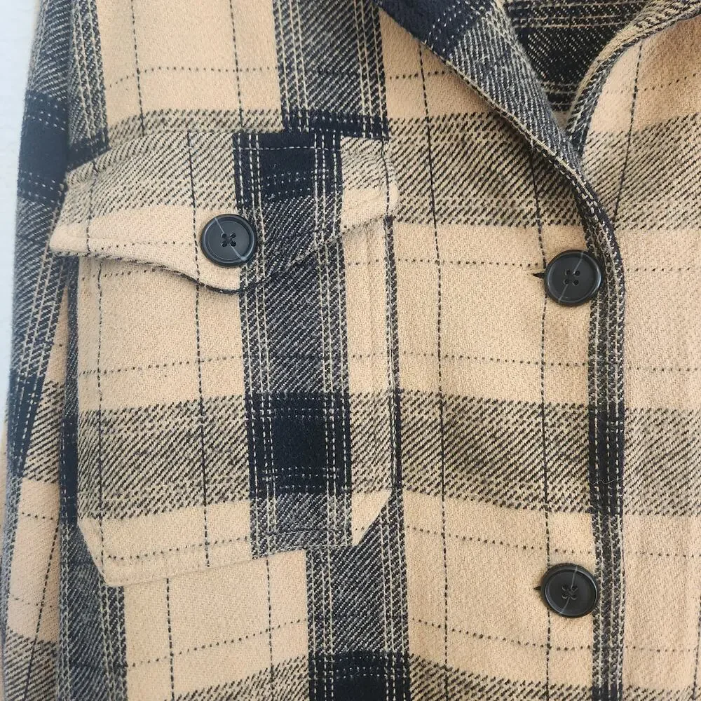 Lucky‎ Brand Women's Size Large Yellow/Black Plaid Shacket New